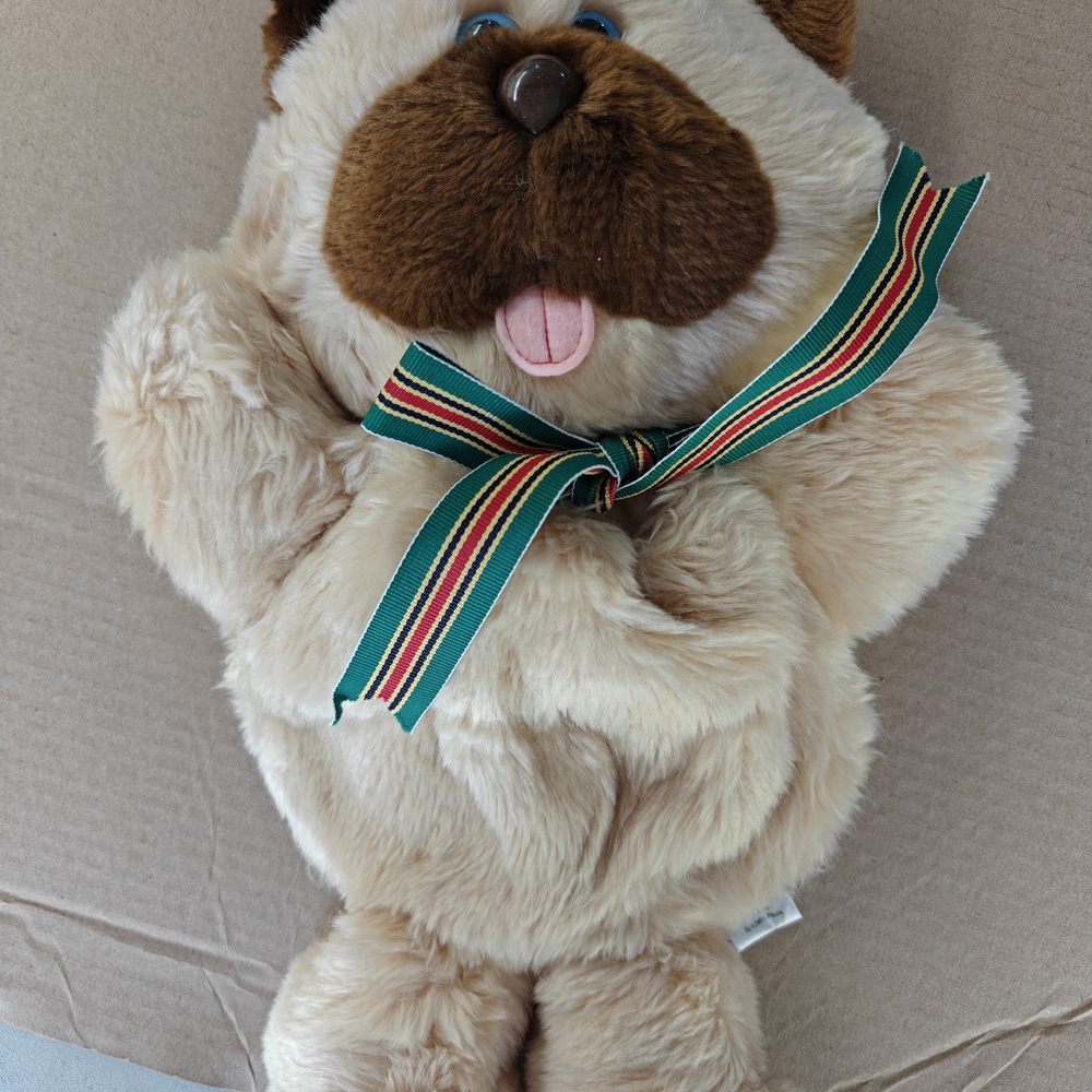 Hallmark Plush Cat Stocking with Bow - Cream and Brown